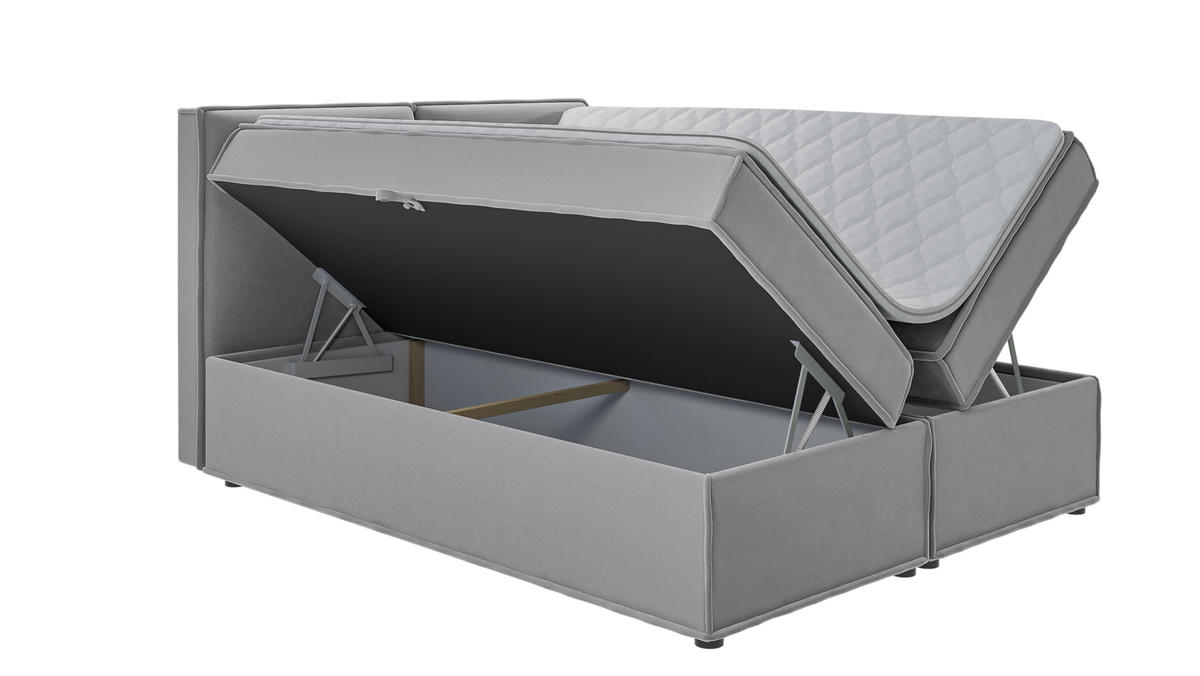 BOXBETT Eclipse 160/200 cm Grau Luxusmicrofaser - Schwarz/Grau, Holz/Kunststoff (160/200cm) - S-Style Möbel