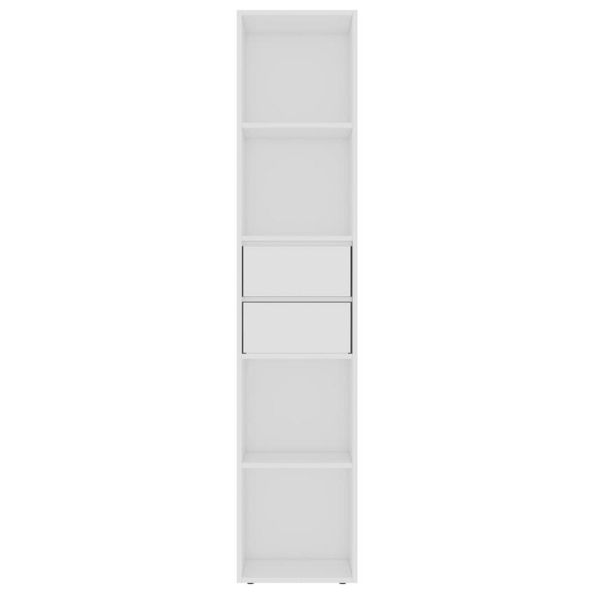 BÜCHERREGAL mit 4 Fächern, 2 Schubladen 36/30/171 cm aus Holzwerkstoff Weiß - Weiß, Holz (36/171/30cm) - vidaXL