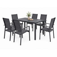 GARTENMÖBEL-SET mit 1 Esstisch und 6 Esszimmerstühlen. Anthrazit und Grau - Anthrazit, Metall - Home Collective