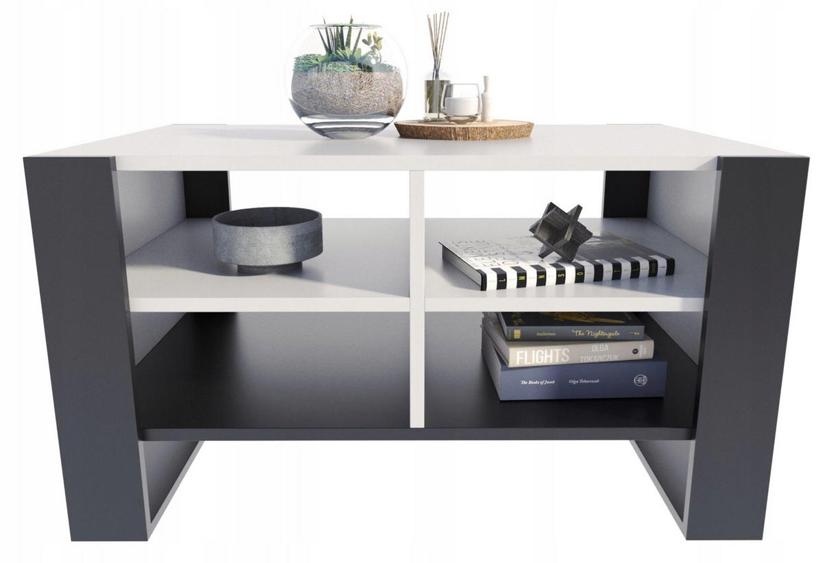 COUCHTISCH FIGA Weiß-Schwarz 100/53,6/50 cm - Multicolor, Holzwerkstoff (53.6/100/50cm) - Matkam Möbel