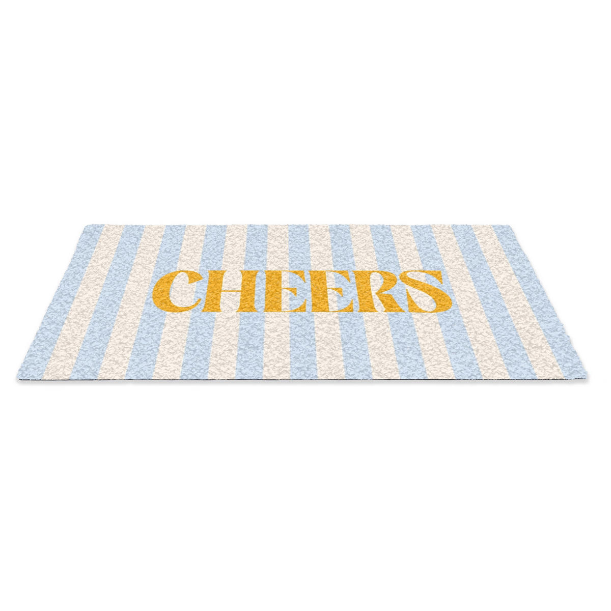 FUSSMATTE Orange – Blau – Streifen – Cheers 60x40 cm - Hellblau, Kunststoff (60/0.4cm) - MuchoWow