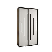 SCHWEBETÜRENSCHRANK 235,2/140/60 2-türig - Schwarz/Weiß, Holz/Metall (140/235/60cm) - Abiks Möbel
