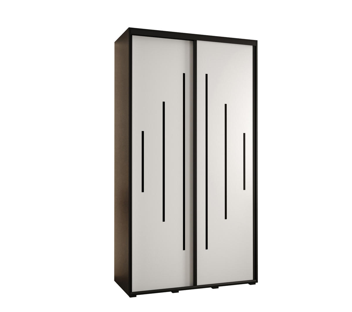 SCHWEBETÜRENSCHRANK 235,2/140/60 2-türig - Schwarz/Weiß, Holz/Metall (140/235/60cm) - Abiks Möbel