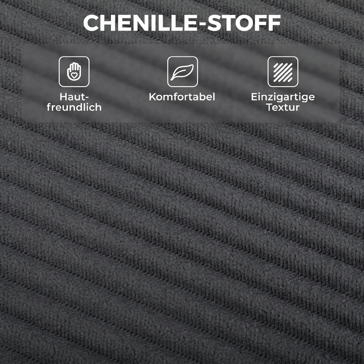 BODENSTUHL Cord Schaumstoff Dunkelgrau - Dunkelgrau, Textil (76/62/100cm) - HOMCOM