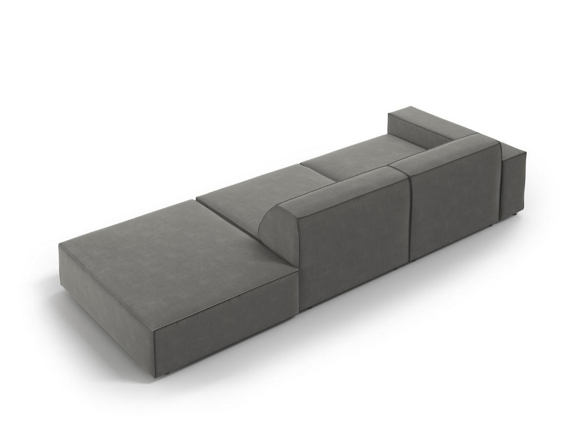 SOFA Jodie aus Samt hellgrau 3 Sitzplätze - Hellgrau, Textil (262/70/102cm) - Micadoni