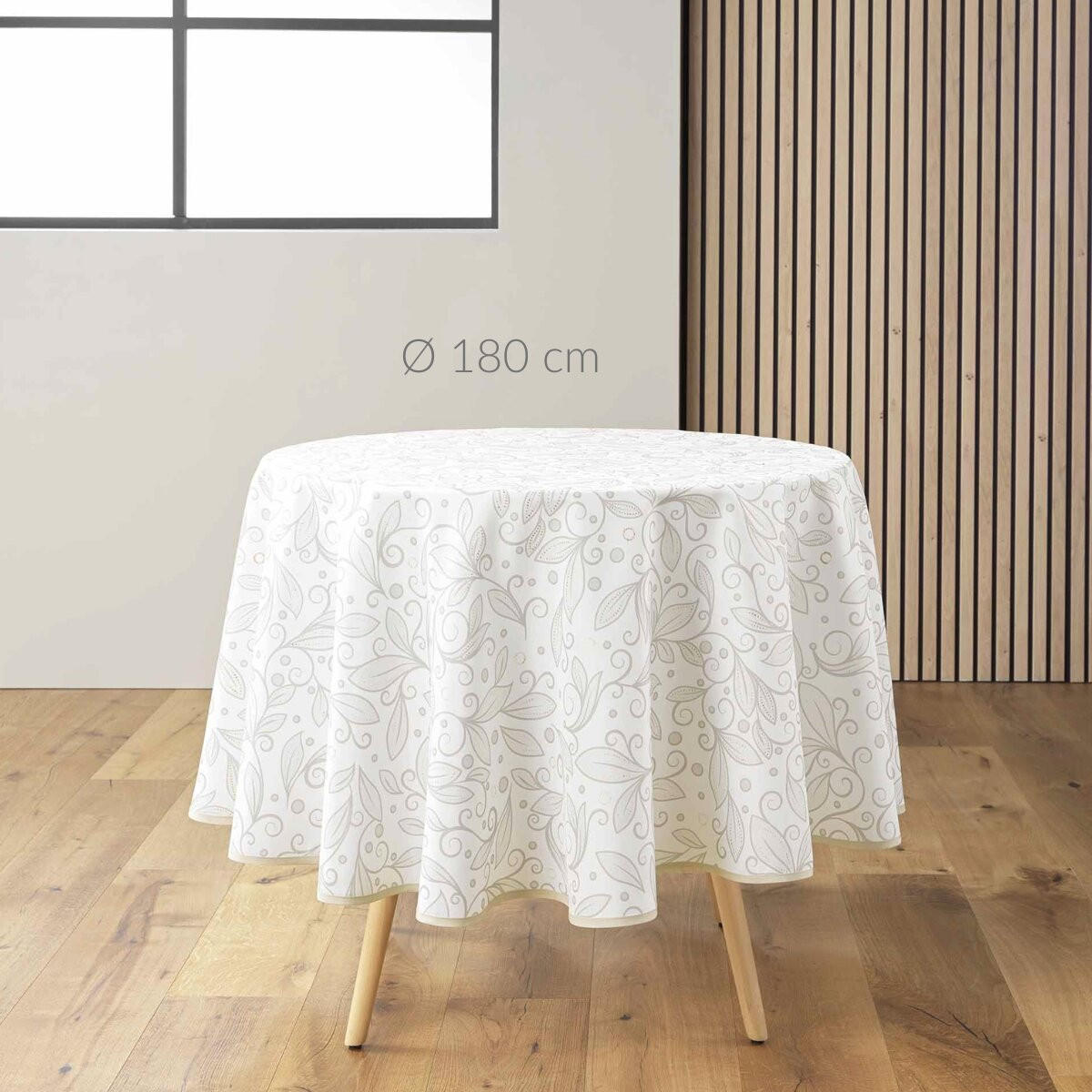 TISCHDECKE Leya Ø 180 cm mit glänzender Verzierung - Beige, Textil (180cm) - Douceur d´intérieur