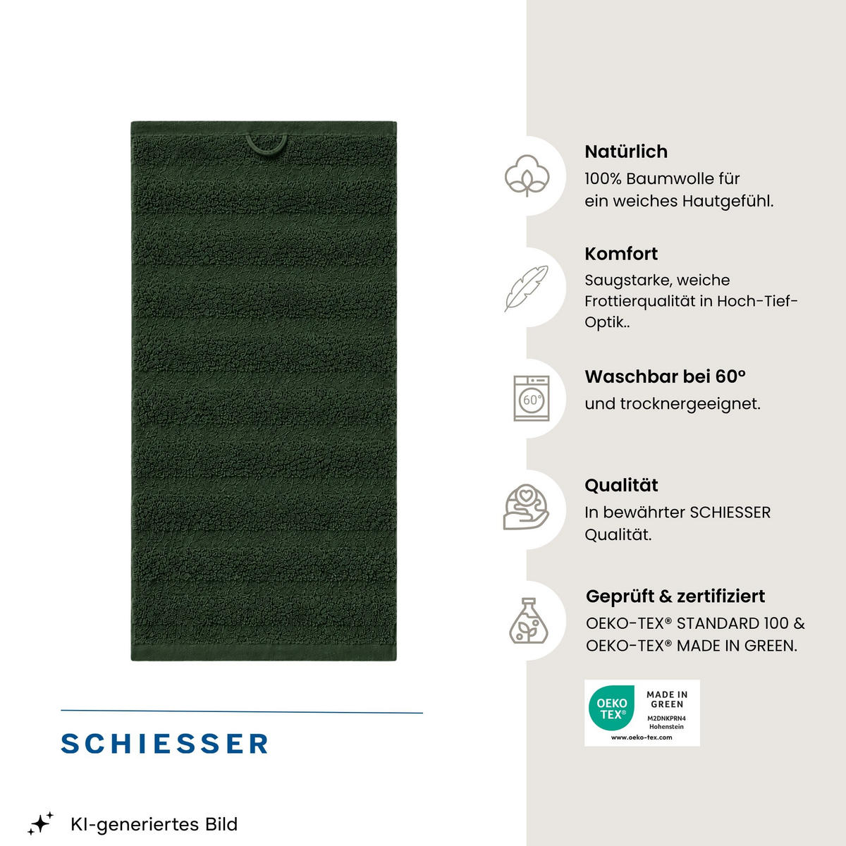 DUSCHTUCHSET Neapel 2-teilig - Dunkelgrün, Textil (70/140cm) - SCHIESSER