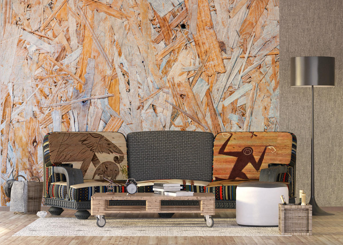 FOTOTAPETE Holz-Motiv 375 x 270 cm - Blau, Papier (375/270cm) - Sanders & Sanders