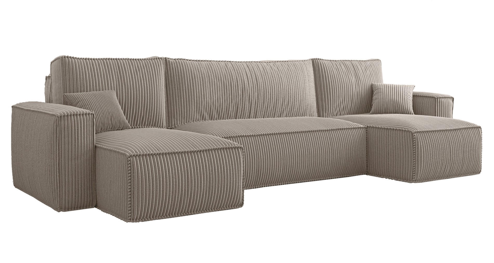 WOHNLANDSCHAFT Scarlo Beige Cordbezug - Beige/Schwarz, Kunststoff/Textil (244/83/145cm) - Selsey