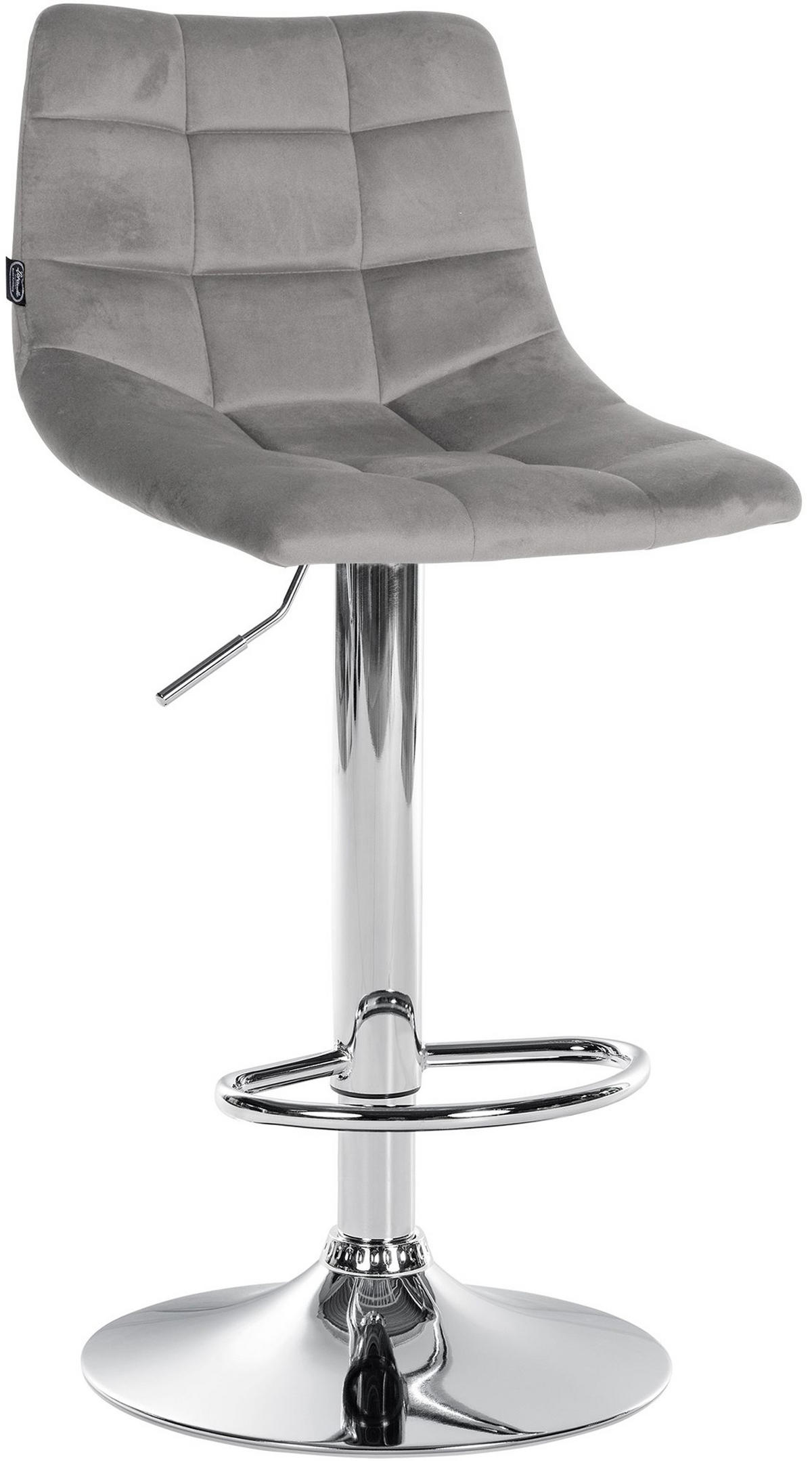 BARHOCKER 2er Set James Samt chrom grau - Chromfarben/Grau, Textil/Metall (43/108.5/46.5cm) - TPFLiving