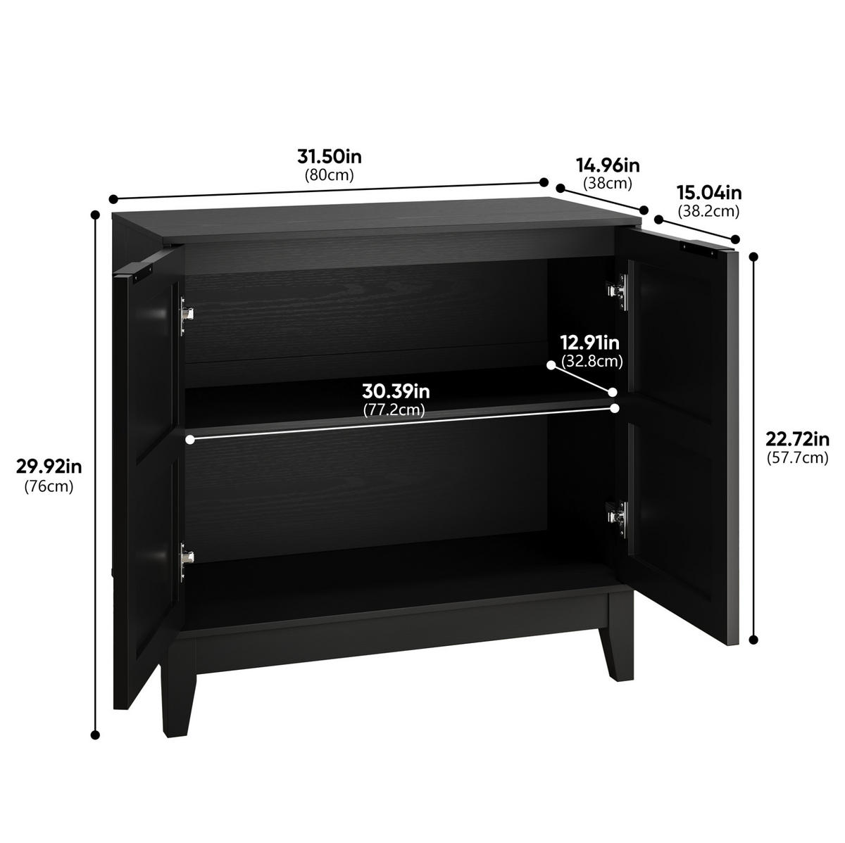 SIDEBOARD 80/38/76 cm Schwarz aus MDF mit Blumenschnitzerei - Schwarz, Holzwerkstoff (38/76/80cm) - OKMYHOME