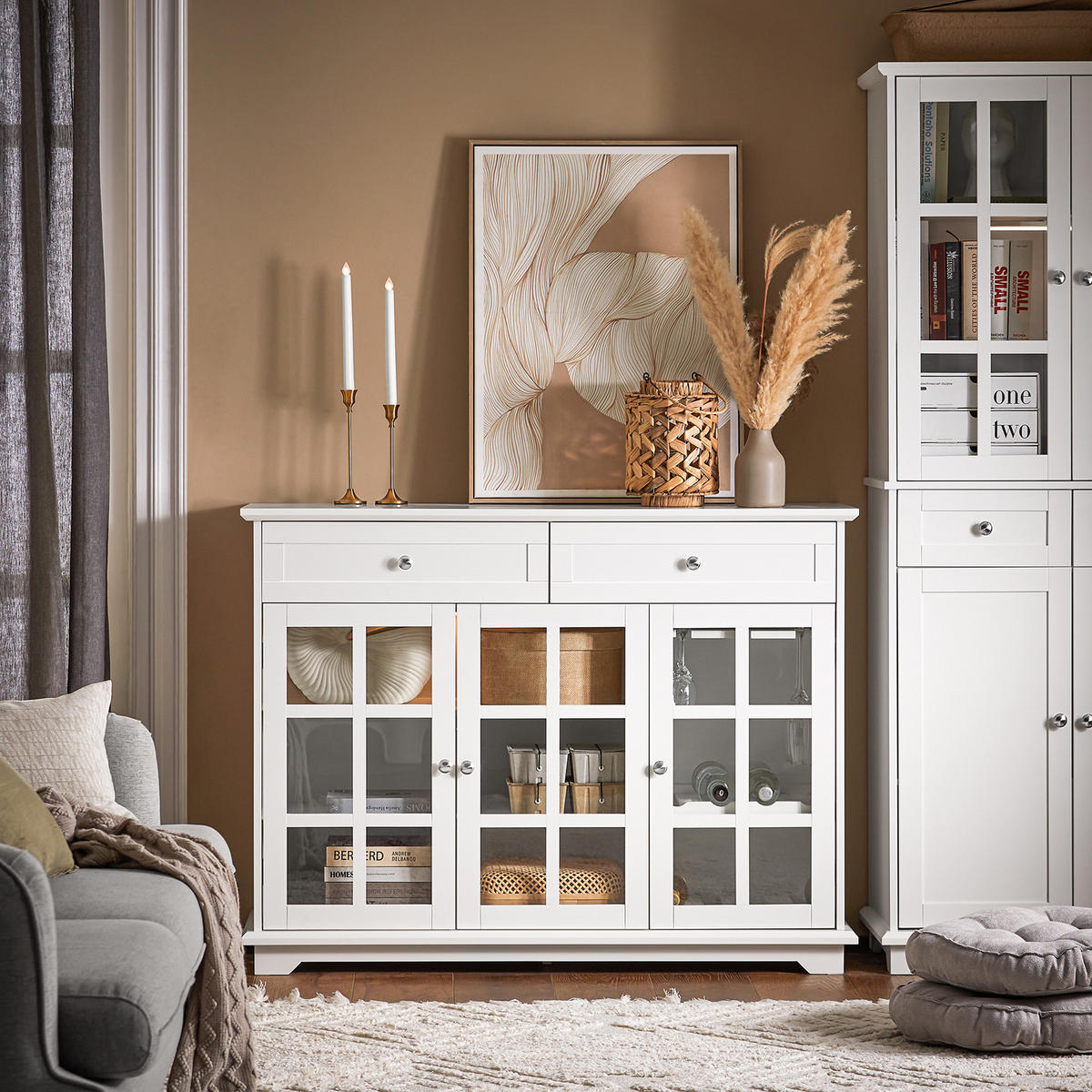 VITRINE Weiß - Weiß, Holz/Holzwerkstoff (119/90/40cm) - SoBuy