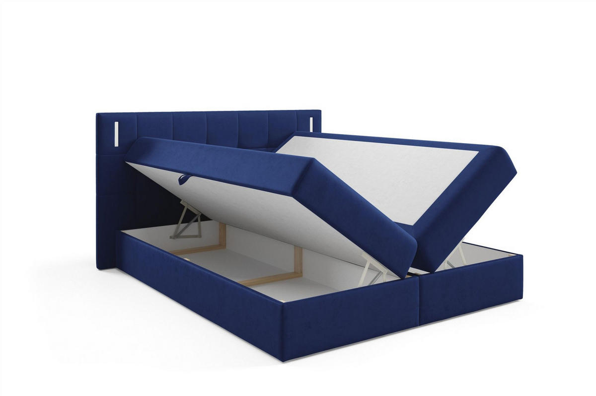 BOXBETT Martim Premium - Blau, Holzwerkstoff/Textil (160/200cm) - Fun Möbel