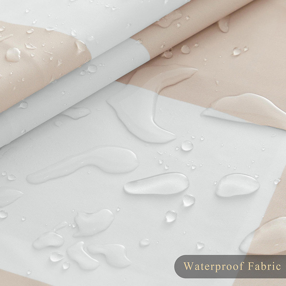 DUSCHVORHANG SET Beige kariert 180 x 180 cm wasserdicht dekorativ für Küche Badezimmer - Multicolor, Textil (180/180cm) - MCBOSON