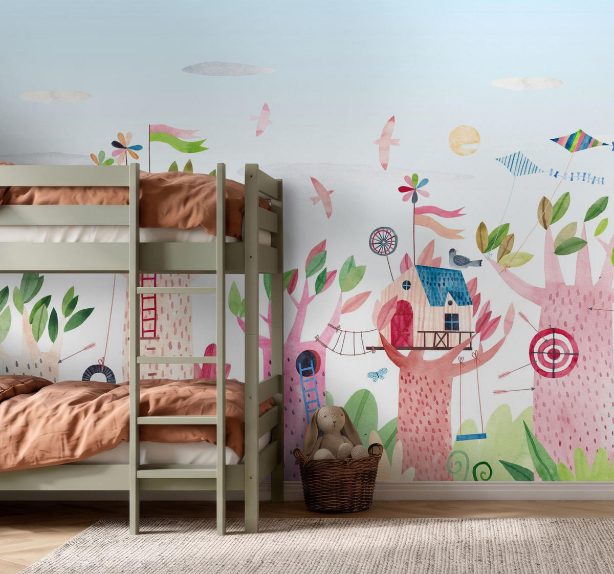 FOTOTAPETE Baumhausfest mit Tieren 3.5 x 2.79 m - Multicolor, Papier (350/279cm) - ESTAhome