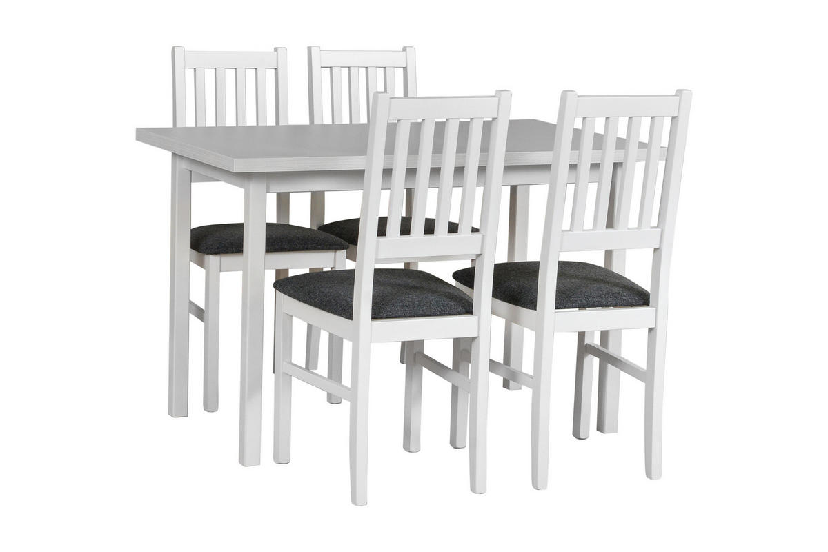 ESSZIMMERSTUHL - 4er-Set Bos 1 weiss hygge 96 - Dunkelgrau/Weiß, Holz (43/94/40cm) - Leaf Design