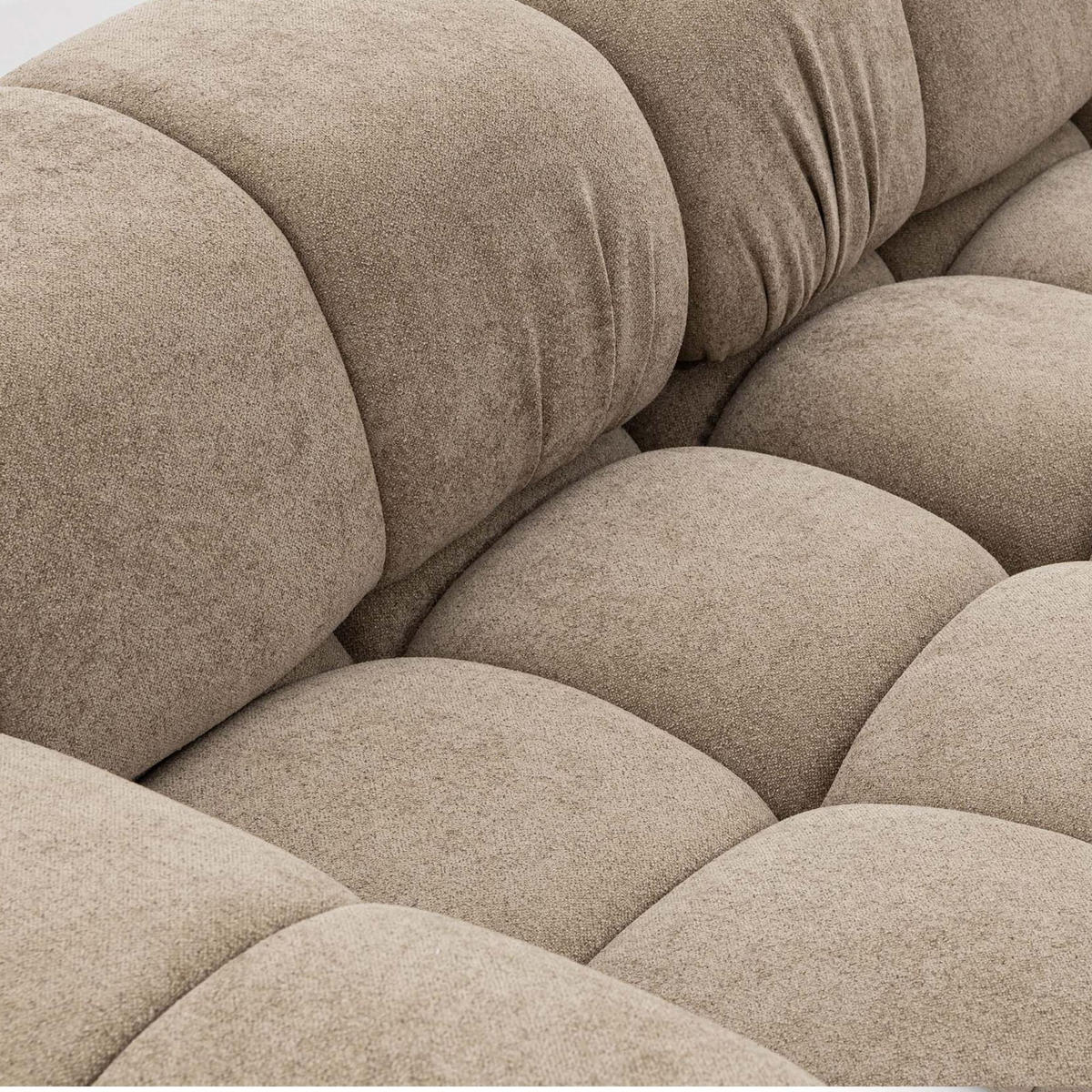 MODULARES Ecksofa MOMENTUM L, Rechts, Breite 282 cm, strukturierter Stoff, Beige - Chromfarben/Beige, Holz/Textil (155/282cm) - Muffo