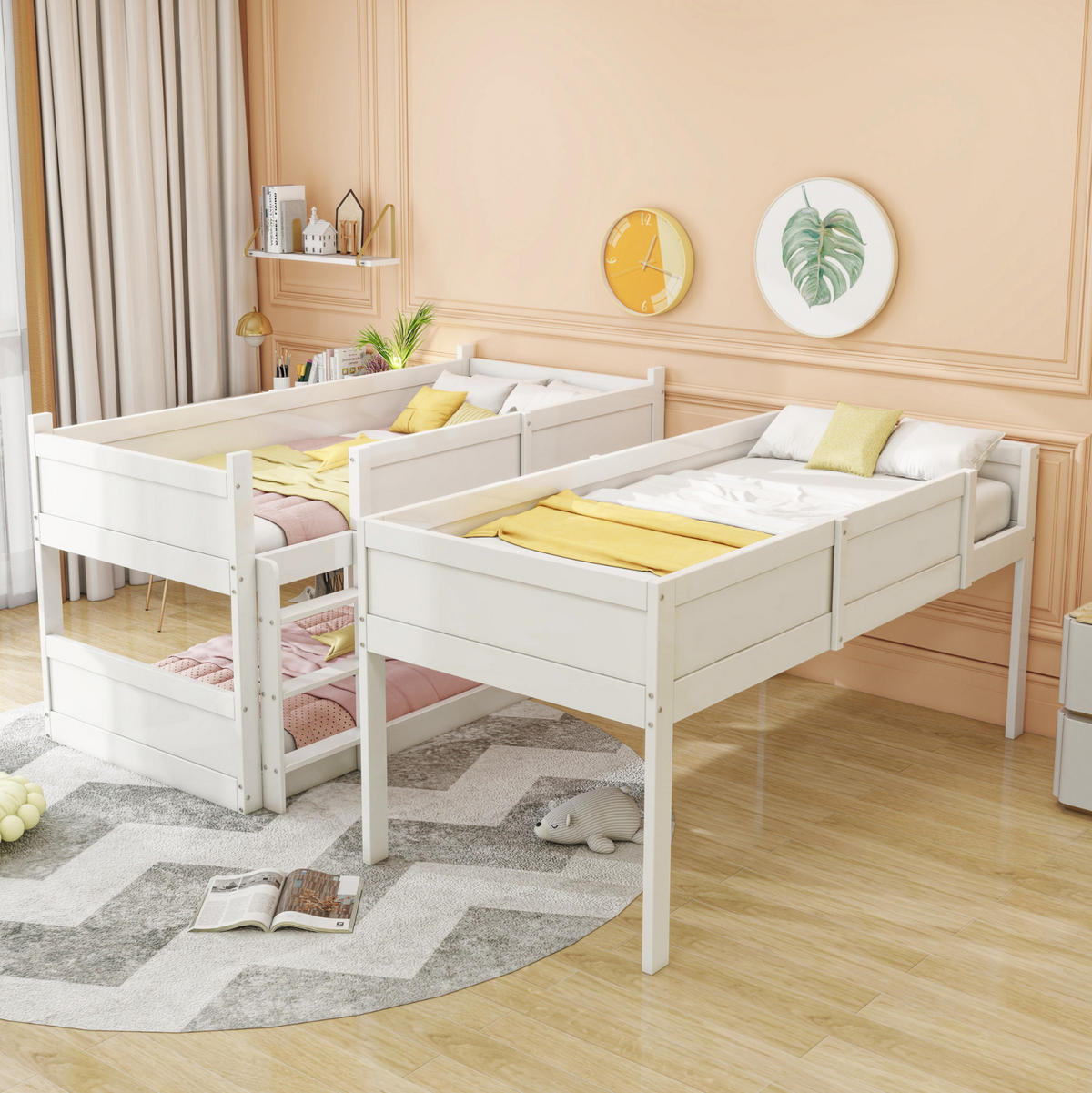 ETAGENBETT 90/200 cm Weiß aus Holz, modular und platzsparend - Weiß, Holzwerkstoff (90/200cm) - Flora Grace
