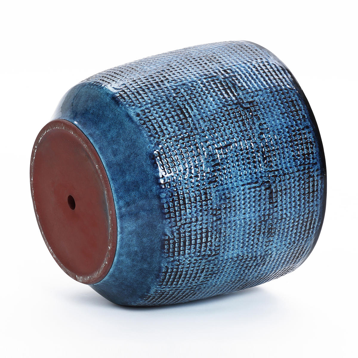 KERAMIK Blumentopf Groß, Round Übertöpfe Blau Ø40xH34 cm - Blau, Keramik (34cm) - Hometopia