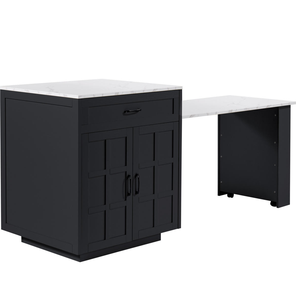 BARTISCH ausziehbar mit Stauraum 133-202 x 70 x 93,5 cm Schwarz - Schwarz, Holz (70/93.5/202cm) - Beauniv