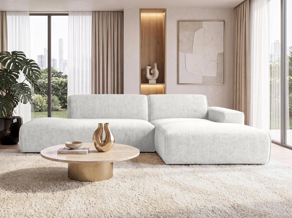 ECKSOFA L Form Didim Duo Weiß 288/162/80 cm – stilvolle kleine Eckcouch Rechts - Schwarz/Weiß, Kunststoff/Textil (162/288cm) - AX Living
