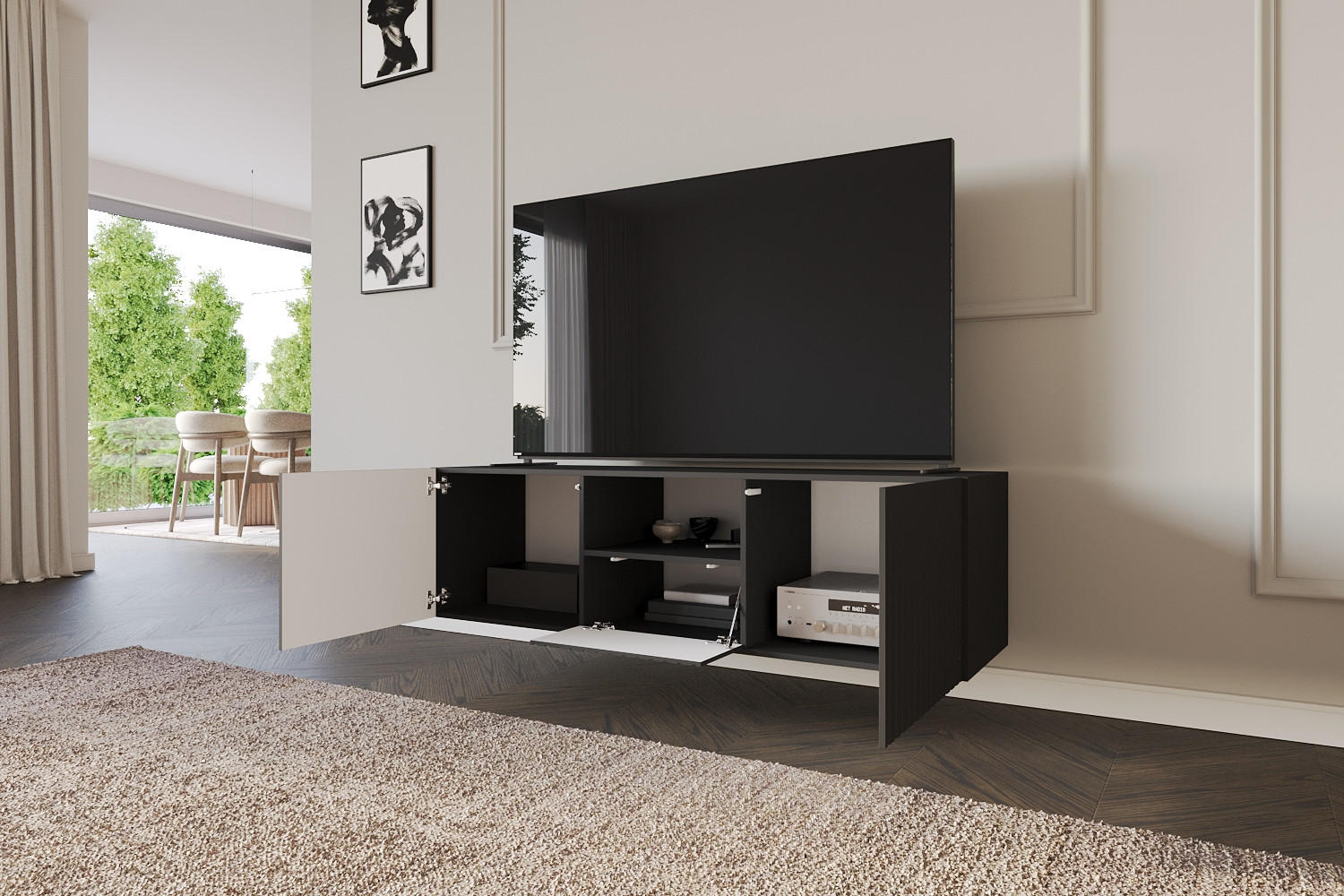 LOWBOARD KITO-W 140x40x41 cm - Schwarz - Schwarz, Holzwerkstoff (140/40/41cm) - ALTDECOR