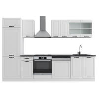 KÜCHENZEILE R-Line Weiß Landhaus/Weiß 300 cm ohne AP - Creme/Weiß, Holzwerkstoff (300/81.6/46cm) - Vicco