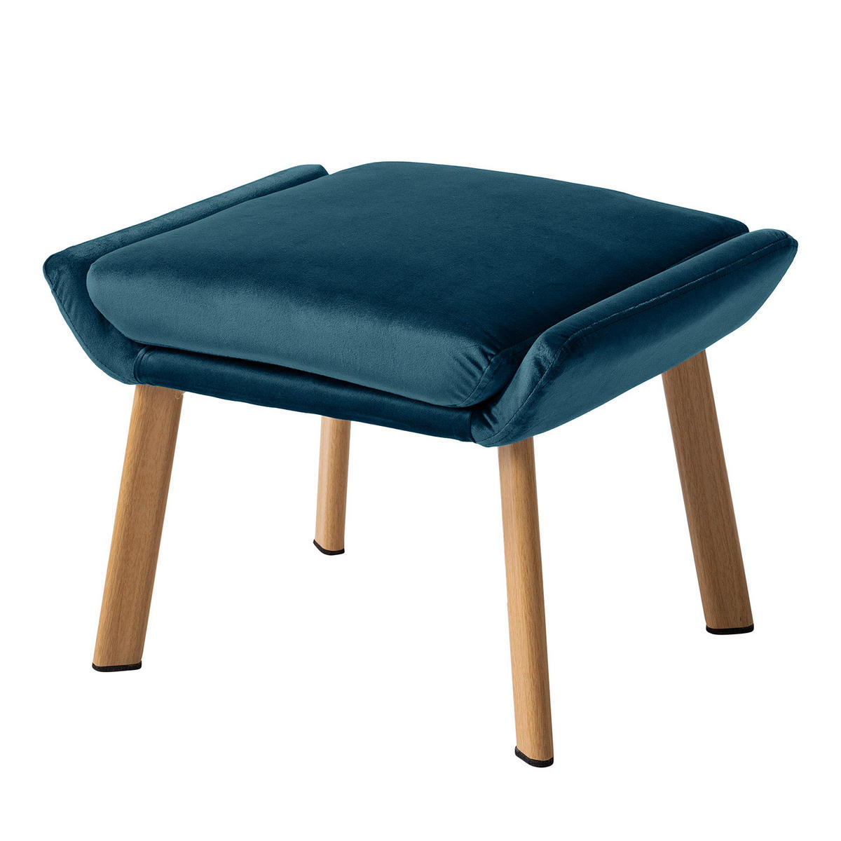 OHRENSESSEL - inkl. Hocker - Samt - Marineblau - Blau/Beige, Textil/Metall (65/100/88cm) - home24