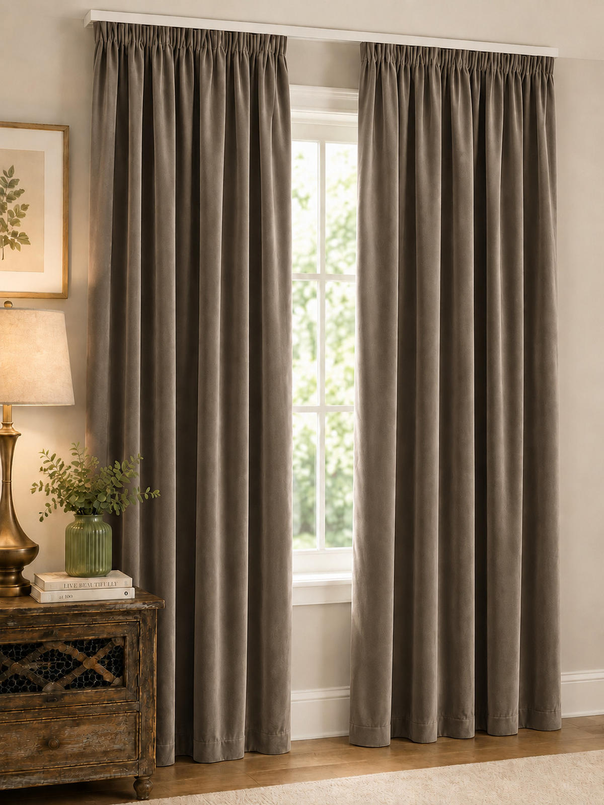 VORHANG Kräuselband Samt 140/245 cm Braun - Braun, Textil (140/245/245cm) - TiborTex