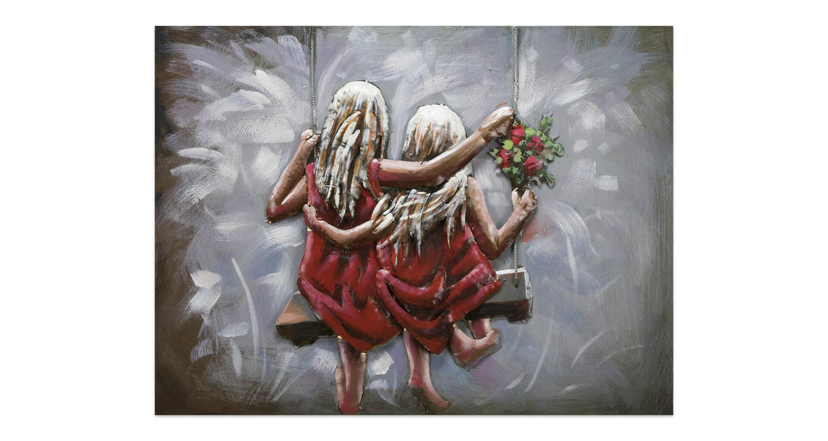 METALLBILD Rot 80/60 cm - Rot/Grau, Metall (5.2/60cm) - KUNSTLOFT