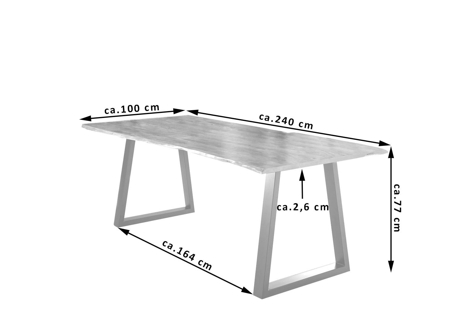 ESSTISCH LUBIN - Beige/Silberfarben, Holz/Metall (100/240/77cm) - SAM