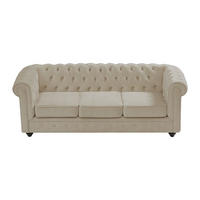 SOFA ohne Schlafmöglichkeit - 3 Personen - Samt, Stoff - Beige - - Beige, Textil (205/72/88cm) - Vente-Unique