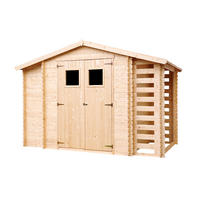 HOLZHAUS GARTENHAUS mit Brennholzschuppen M389+M389G - mit imprägniertem Boden - 3,53 + 0,97 + 0,97 m2 - Beige, Holz (328/218/206cm) - Timbela