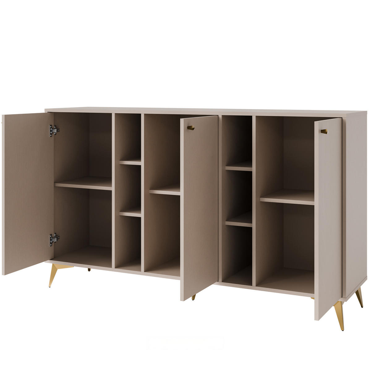 KOMMODE FLOREN, Creme/Gold - Creme, Holzwerkstoff/Metall (157.7/93.5/40.8cm) - KONSIMO®