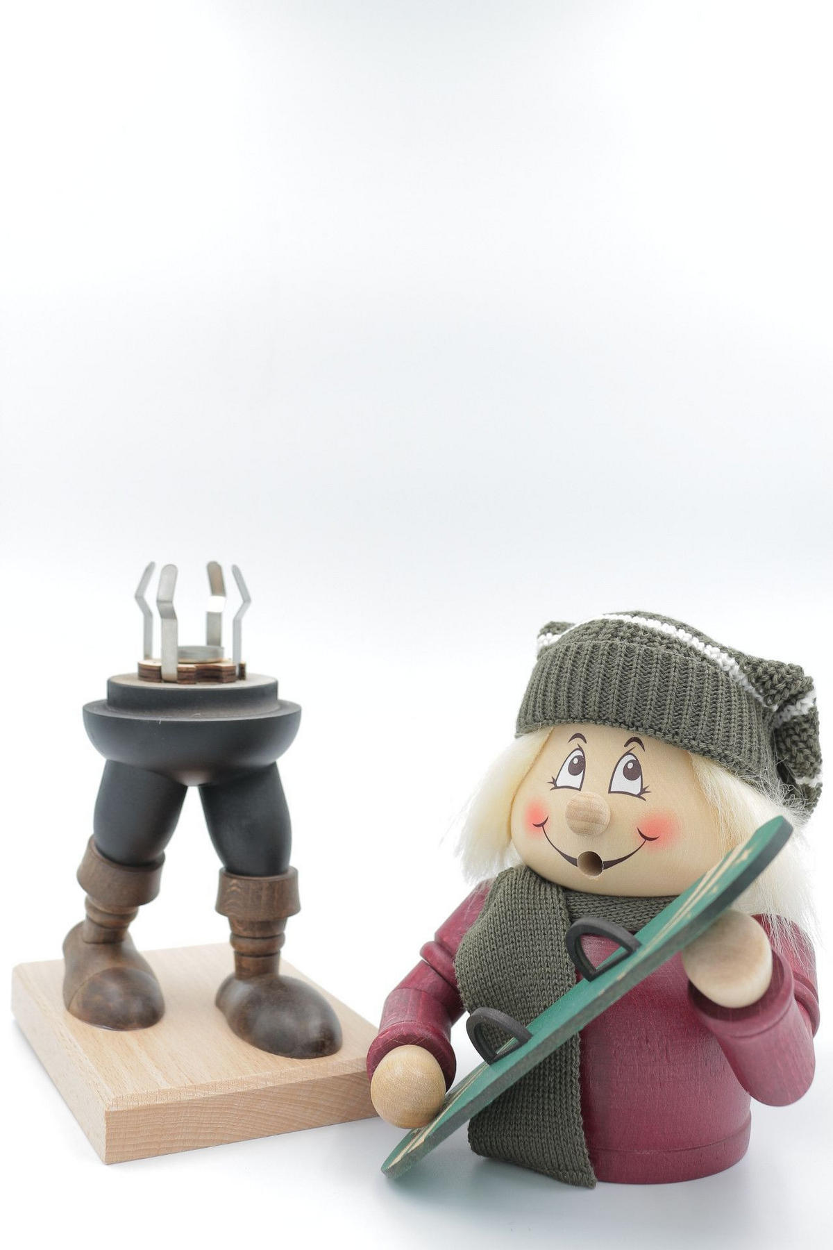 RAUCHFIGUR Wichtel Snowboarder 32 cm - Multicolor, Holz (15/32/0.1cm)