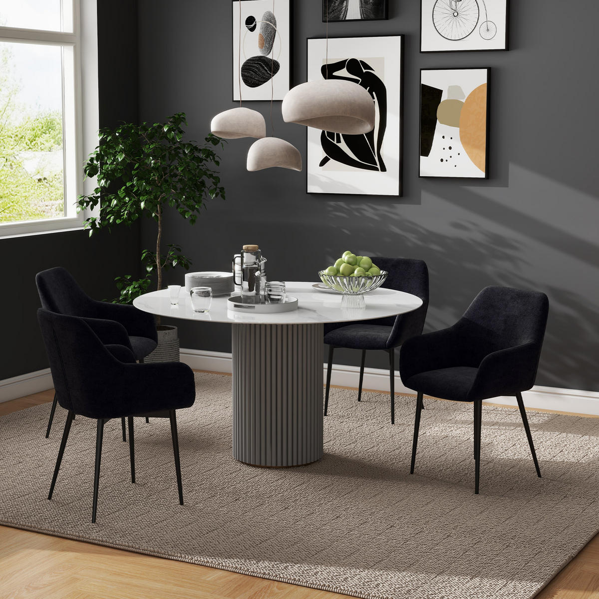 STÜHLE Schwarz 2 Stück - Schwarz, Textil (54/80/57cm) - GiPP