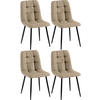 STUHL 4er Set Stoff Taupe - Taupe/Schwarz, Textil/Metall (45/84/55cm) - CLP