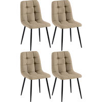 STUHL 4er Set Stoff Taupe - Taupe/Schwarz, Textil/Metall (45/84/55cm) - CLP