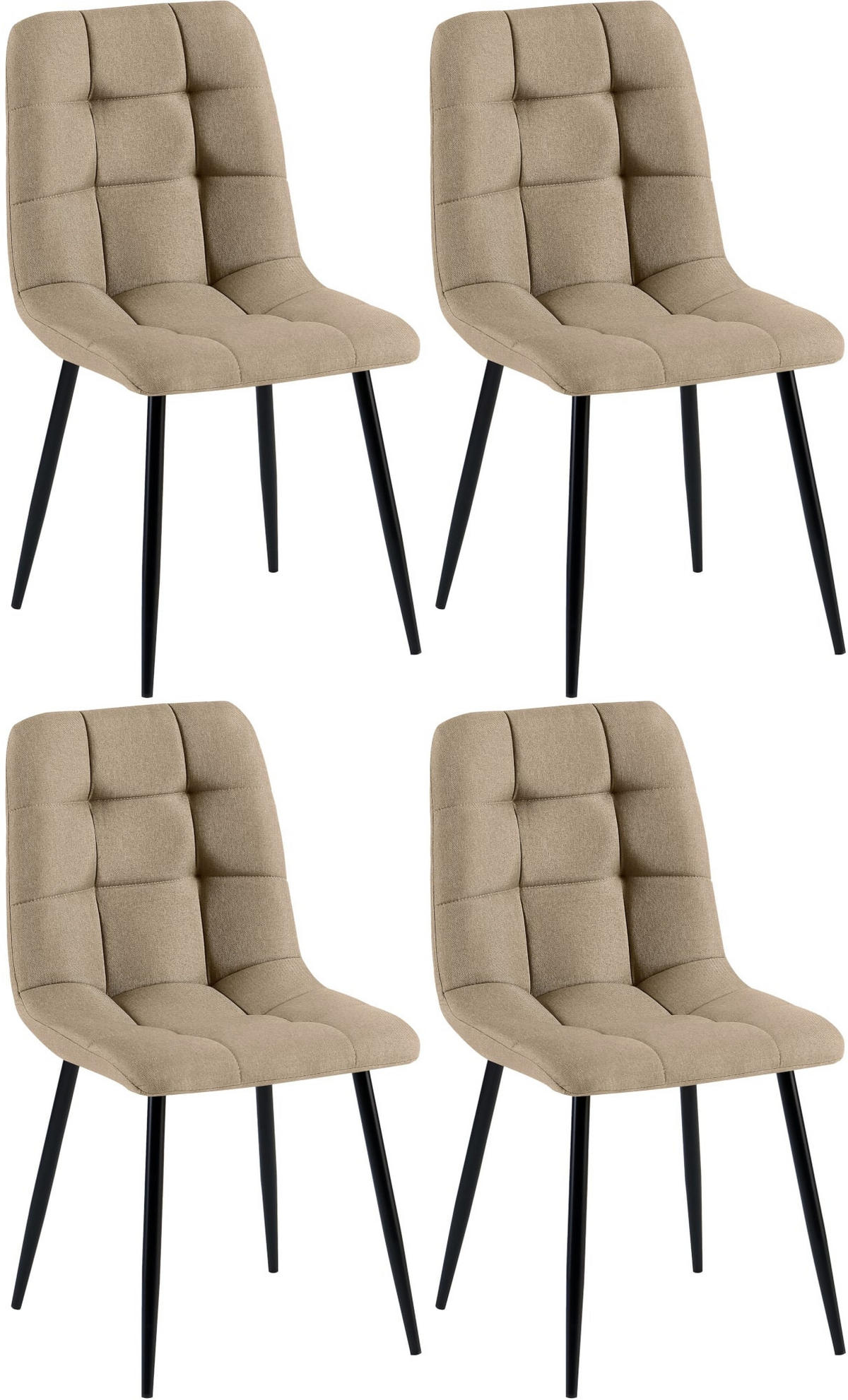 STUHL 4er Set Stoff Taupe - Taupe/Schwarz, Textil/Metall (45/84/55cm) - CLP