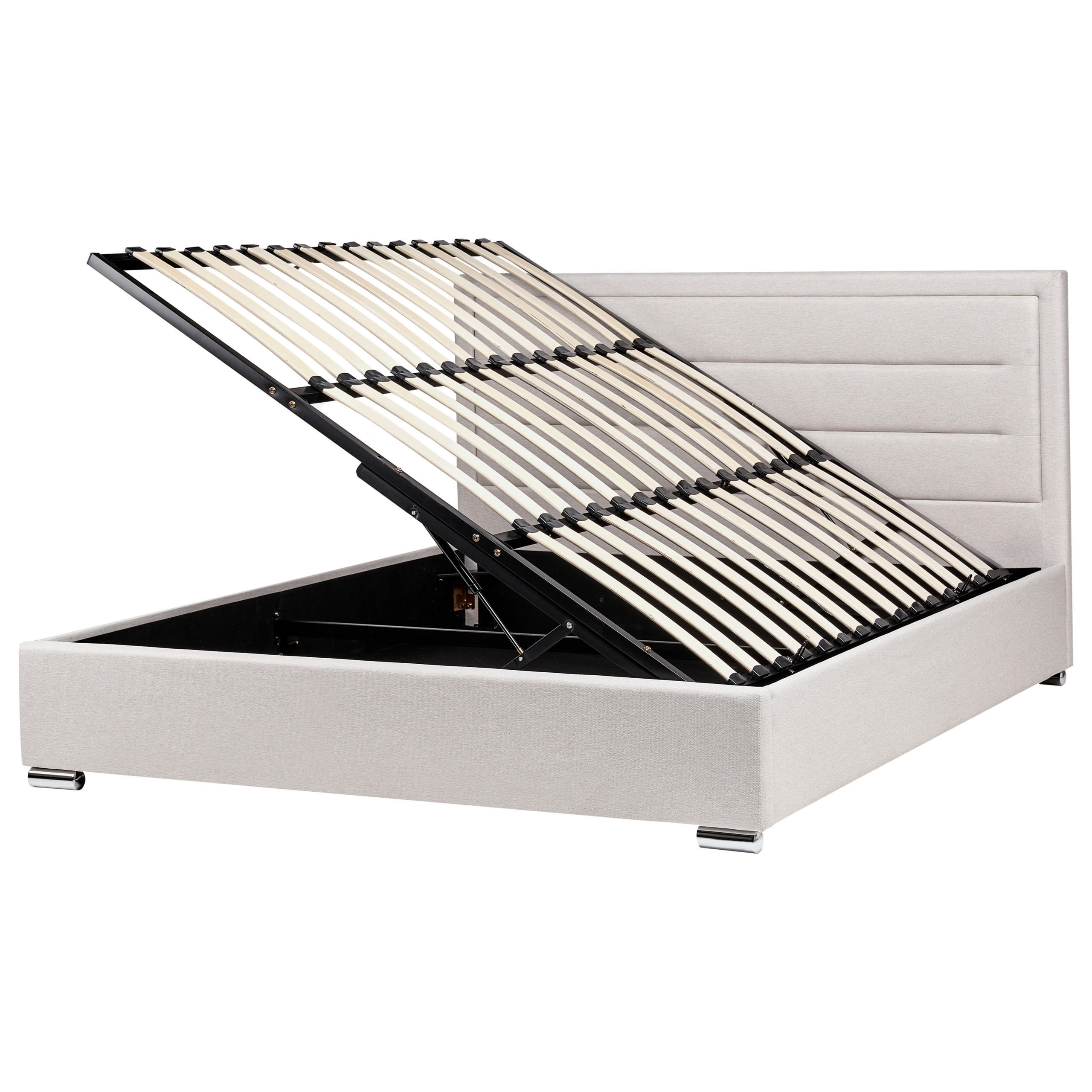 BETT mit Stauraum 180/200 cm Hellbeige Rouen - Beige, Textil (180/200cm) - Beliani