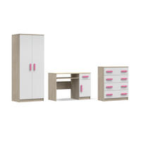 KINDERZIMMER-SET INGE V 3-teilig in Weiß+Sonoma/Rosa - Weiß/Rosa, Holzwerkstoff (270/50/192cm) - Deine Möbel 24