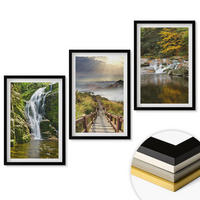 WANDBILDER 3er-Set - 40x60 cm Schwarzer Rahmen - Wasserfälle, Berge, Wolken, Herbst - Schwarz, Kunststoff (40/60cm) - ArtPrintCave