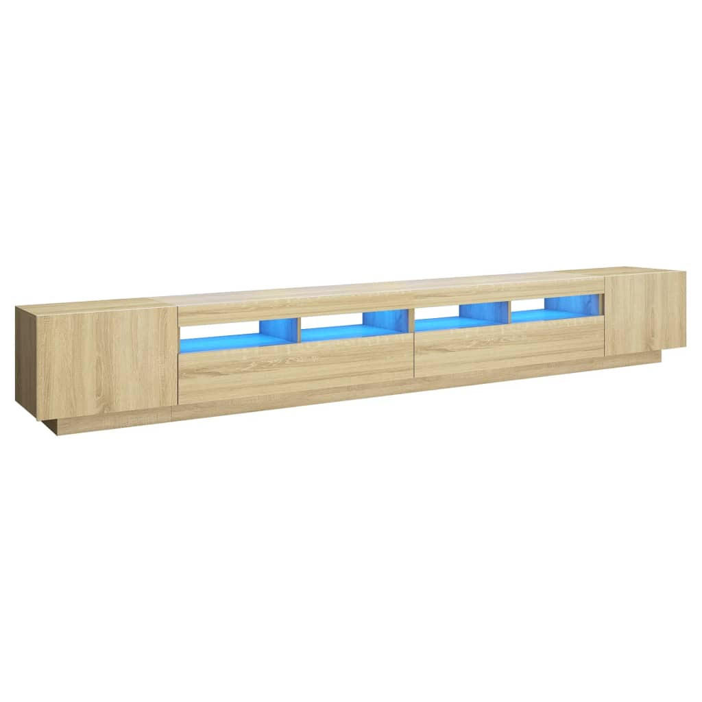 TV-SCHRANK Mit Led-Leuchten Sonoma-Eiche 300/35/40 Cm - Braun, Holzwerkstoff (300/40/35cm) - vidaXL