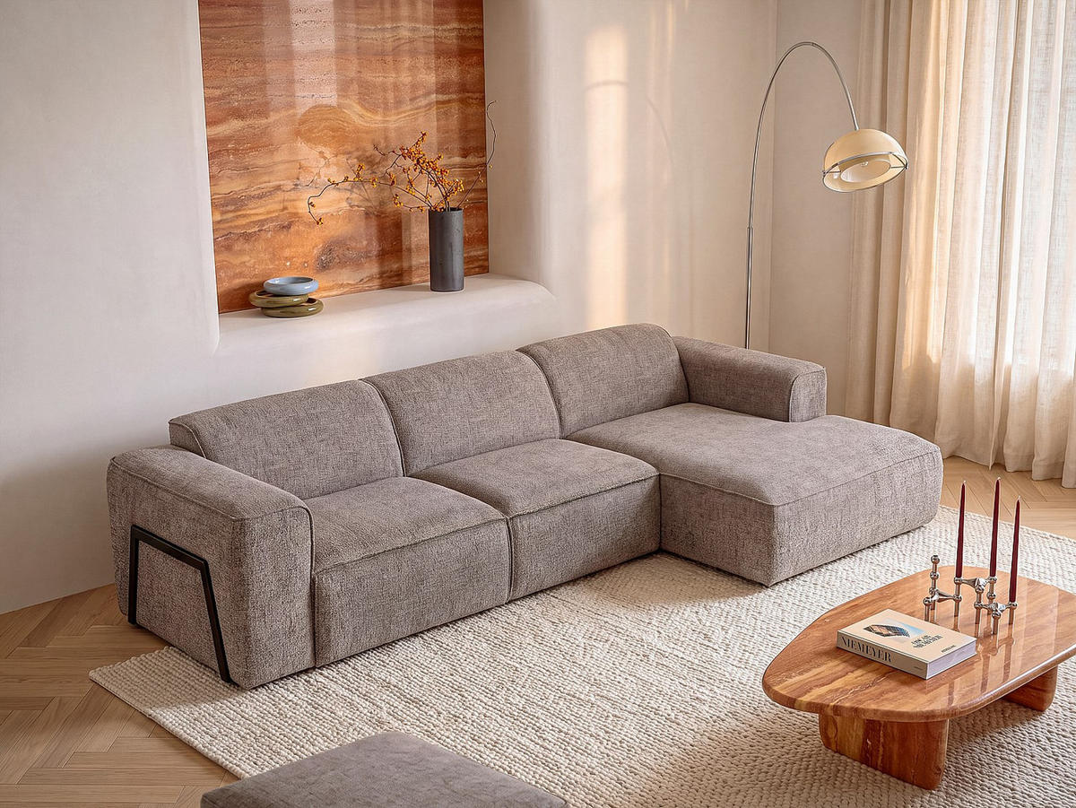 SOFA - 5 Personen - stoff - taupe Tejami - Taupe, Kunststoff/Textil (322/78/160cm) - Vente-Unique