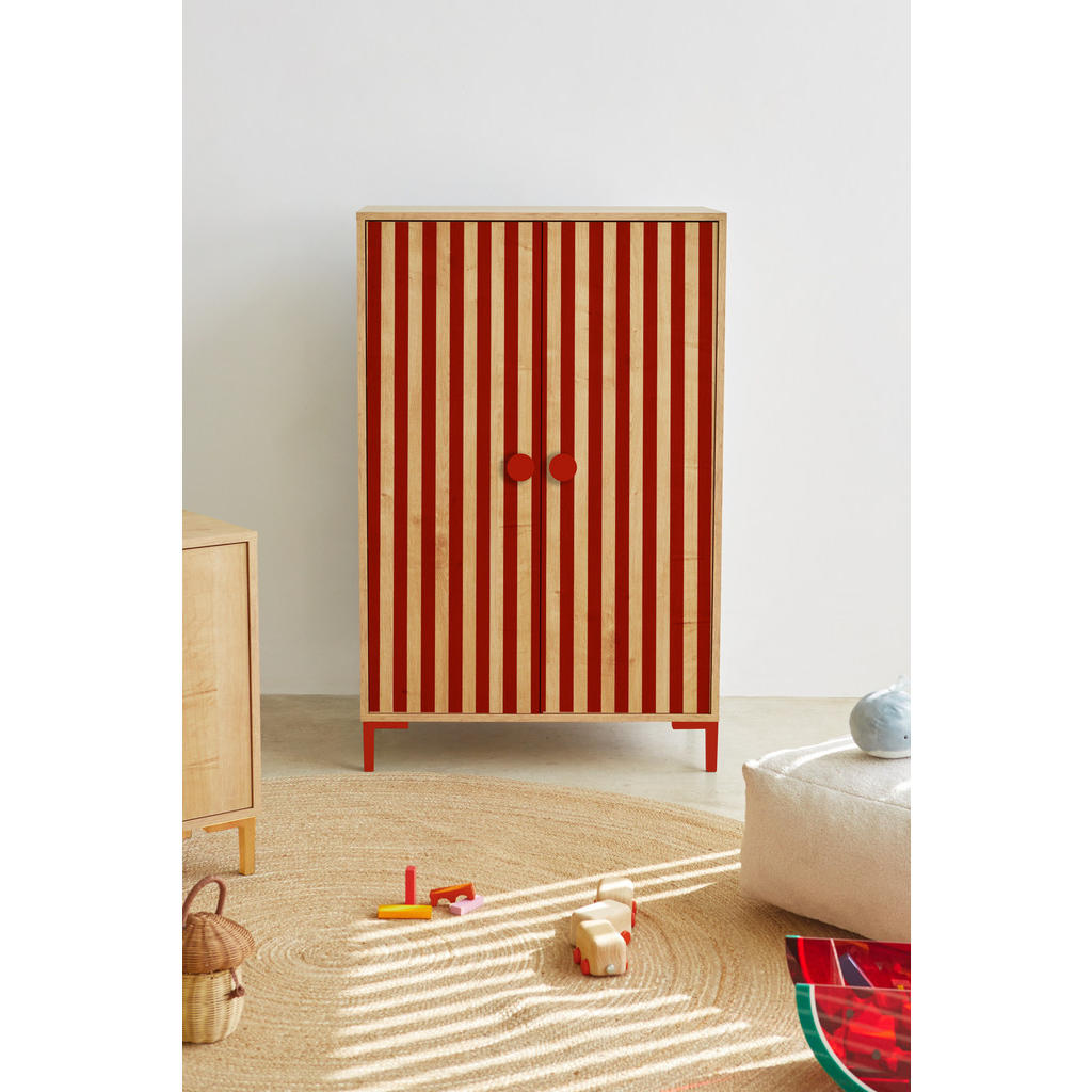 Thumbnail - RNT By Really Nice Things Kleiderschrank, Rot, Eiche Artisan, Holzwerkstoff, 75x123x45 cm, Kinder- & Jugendzimmer, Kinde...