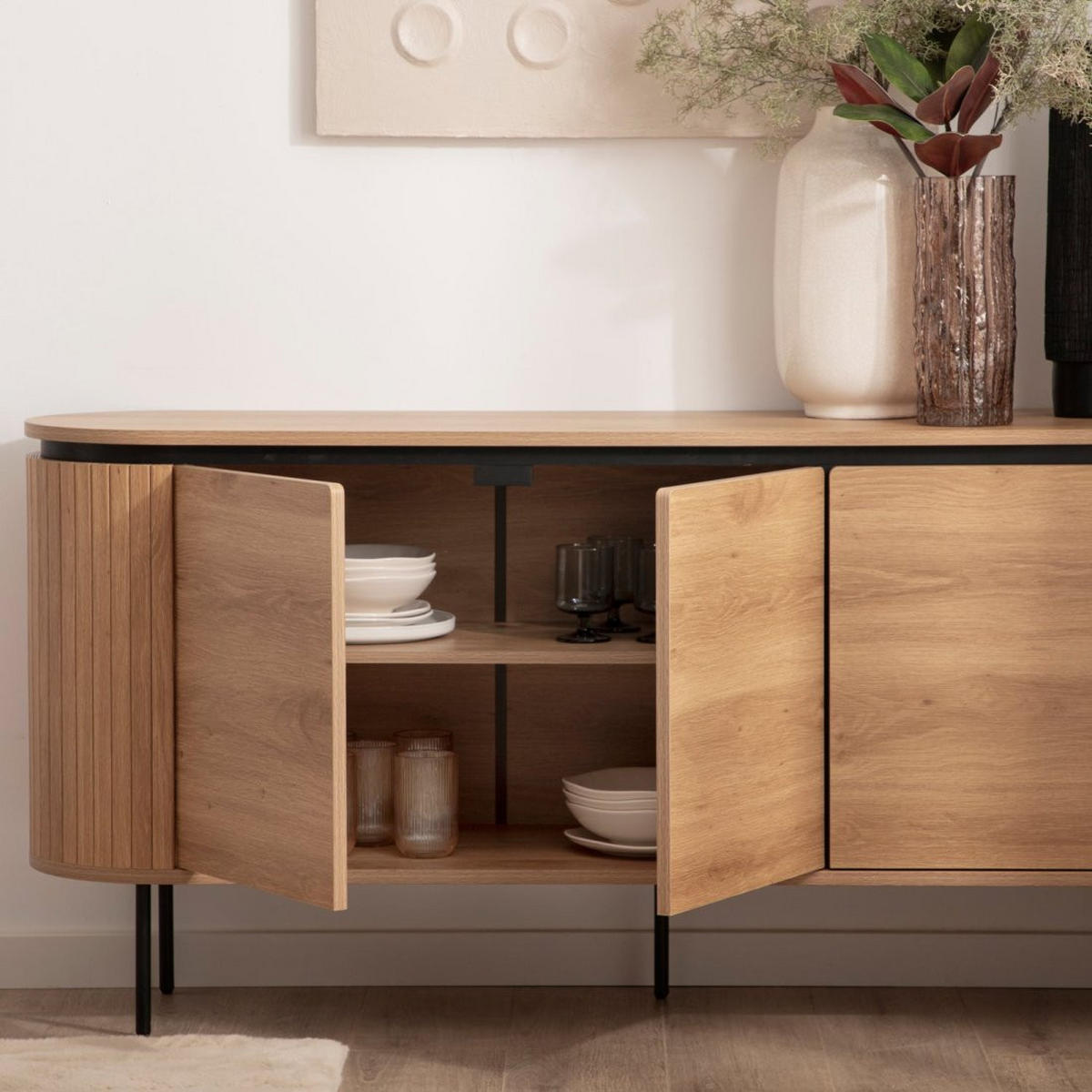 ANRICHTE NIEDRIGE Helios Natürlich 160 cm x 76 cm - Naturfarben, Holzwerkstoff (160/76/40cm) - Klast Home