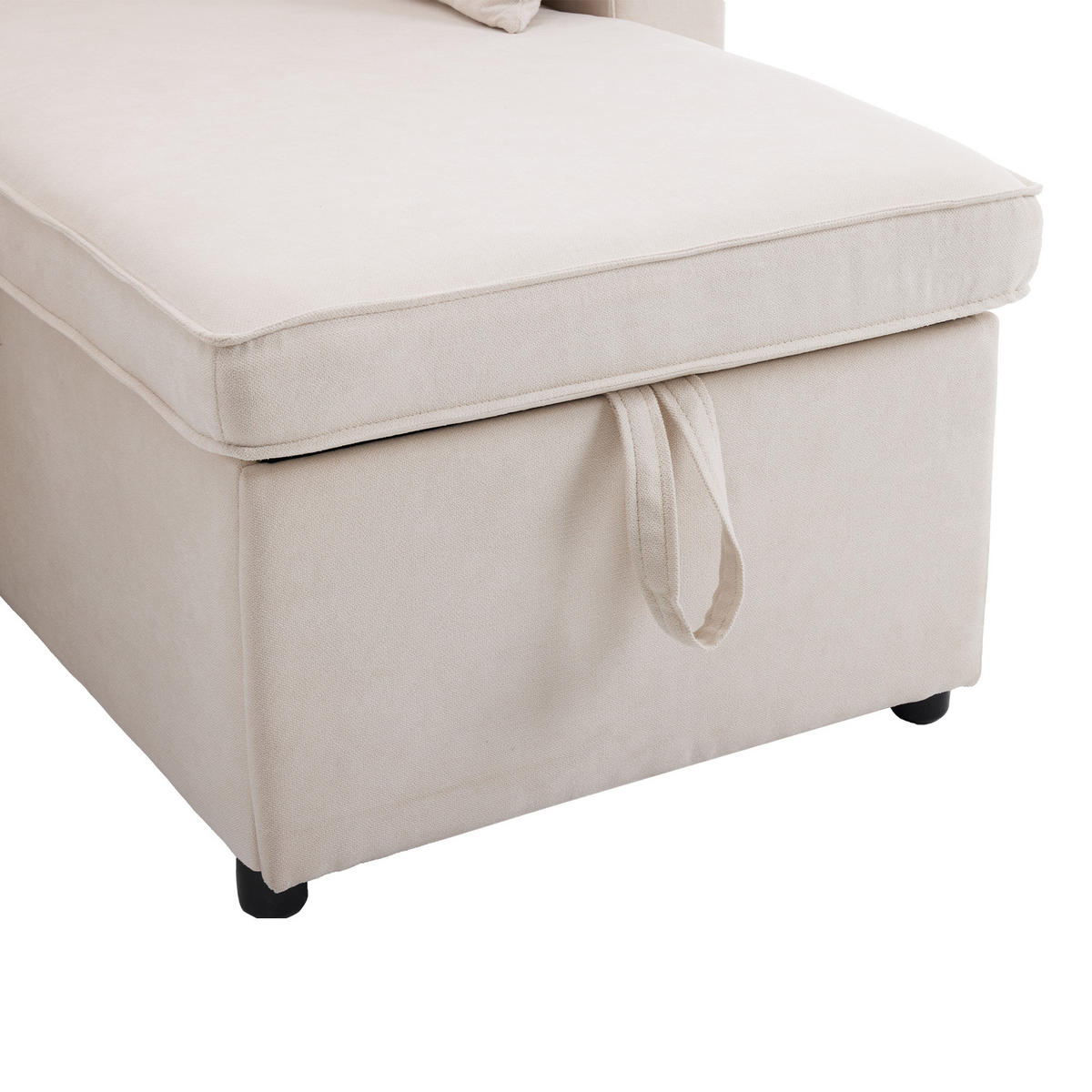 ECKSCHLAFSOFA 211/129,5/86 cm Beige - Beige, Textil (129.5/211cm)
