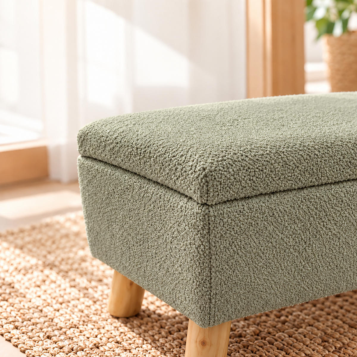 FUSSHOCKER Salbei Stauraum - Türkis, Holz/Kunststoff (40/28/30cm) - Relaxdays