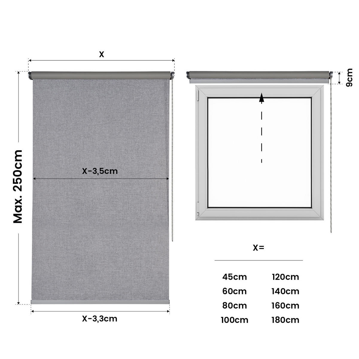 VERDUNKELUNGSROLLO Grau 60x180 cm - Grau, Kunststoff (60/180cm) - STORESDECO