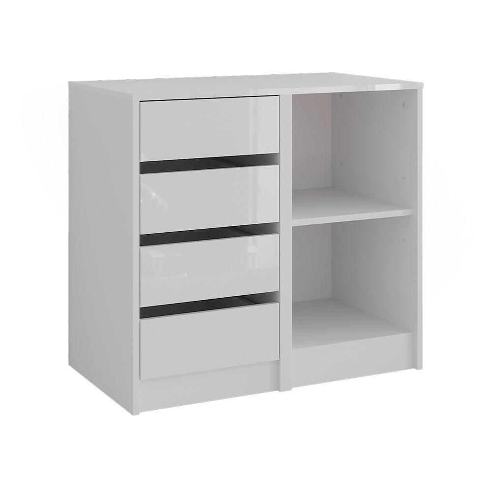COMODA Sherry Alb/alb lucios 80.2x76 cm 2 părți
